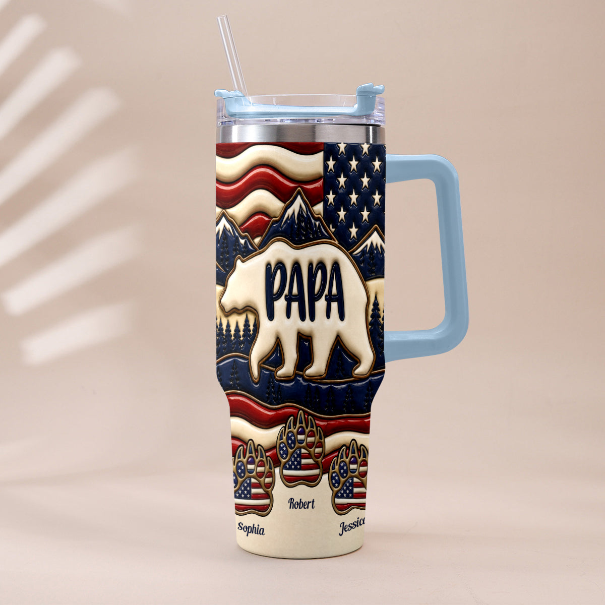 Proud Papa - Personalized Father Tumbler With Handle