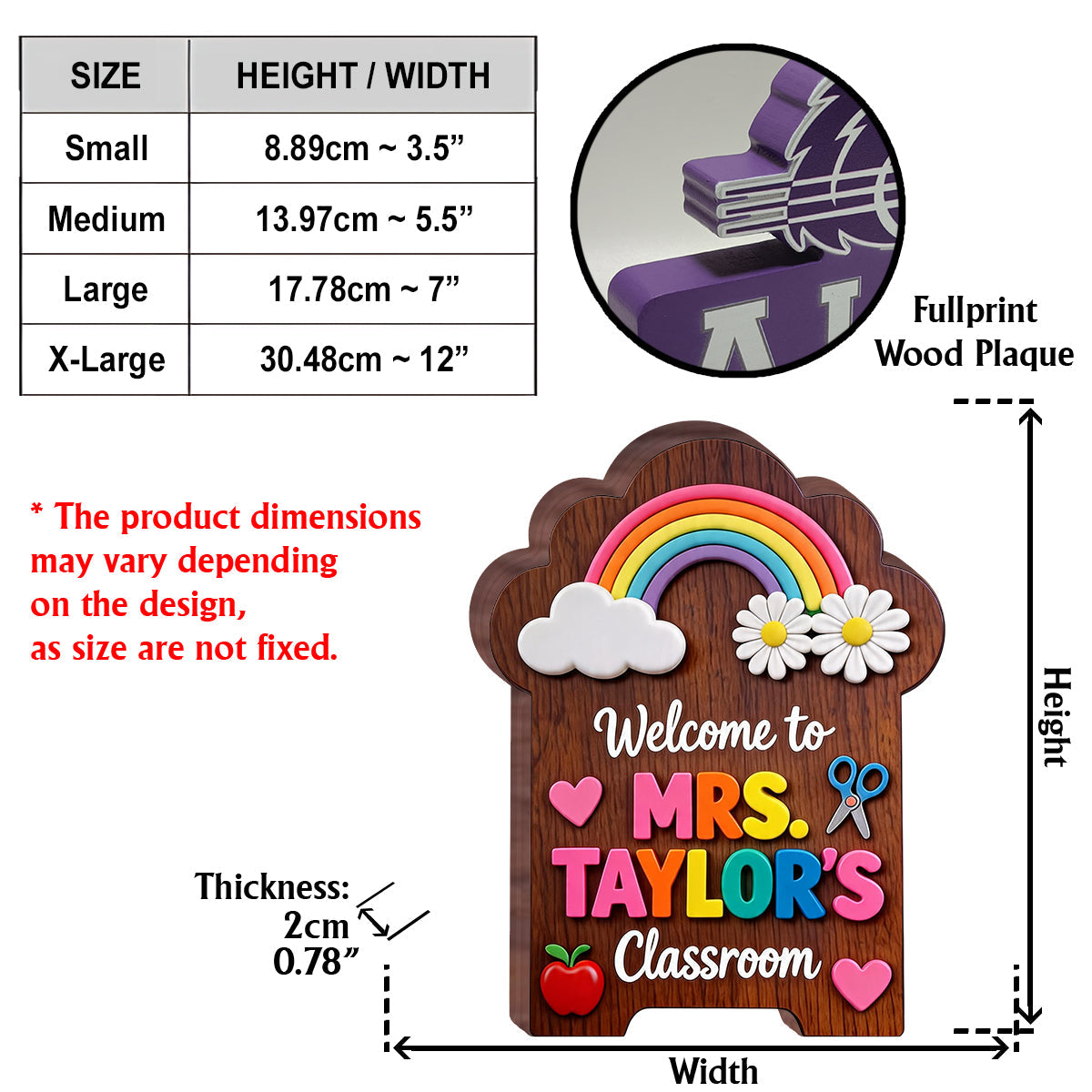 Welcome To Teacher's Classroom - Personalized Teacher Custom Shaped Wood Plaque