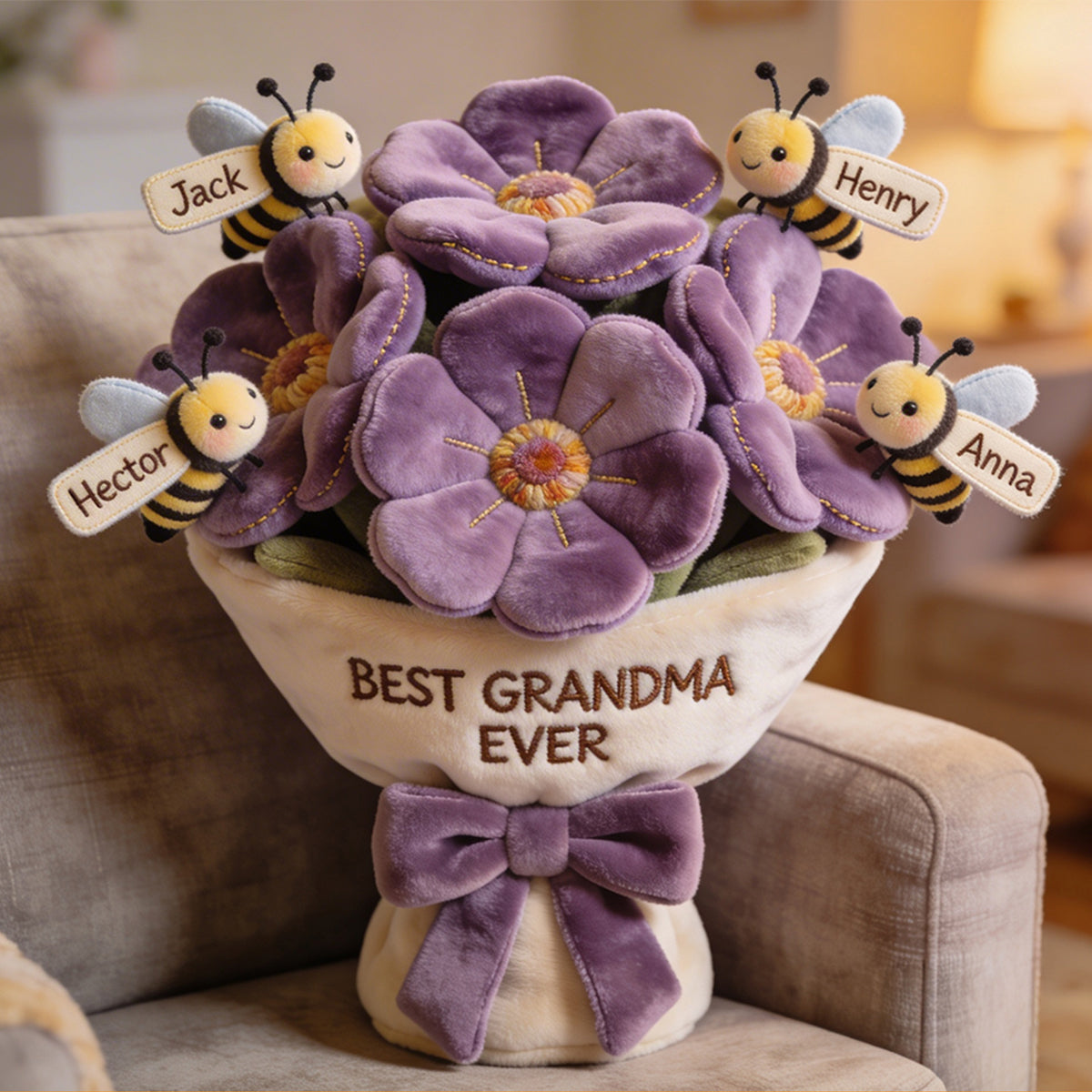 Perfect Bouquet For Her - Personalized Mother Premium Faux Fur Pillow
