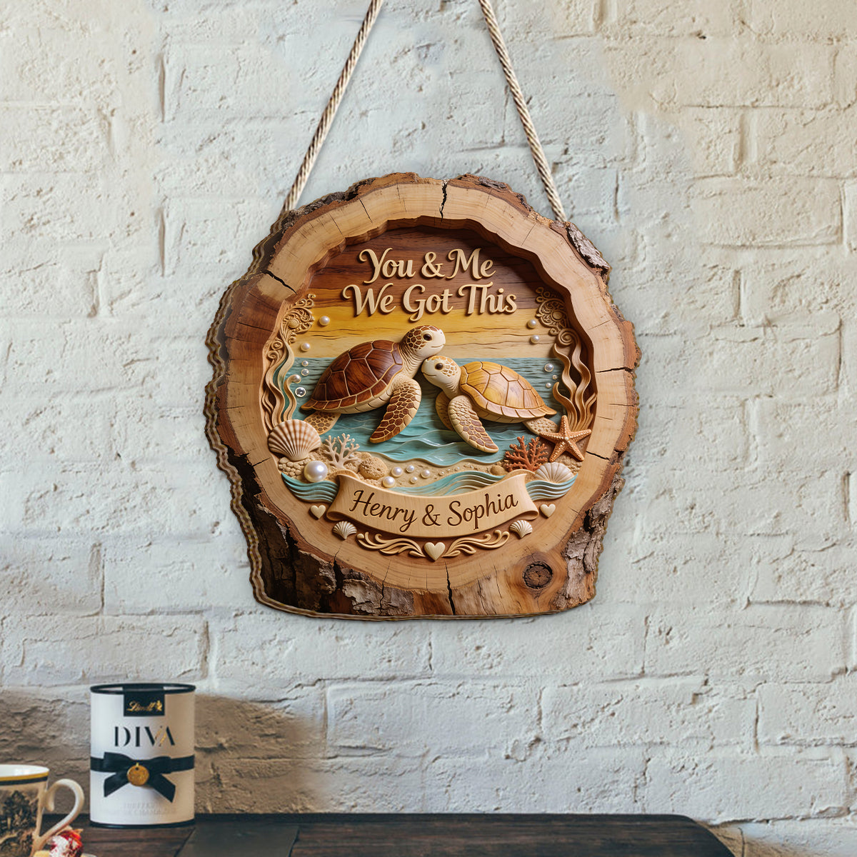You & Me We Got This - Personalized Turtle 2 Layered Wood Sign / Wood Plaque