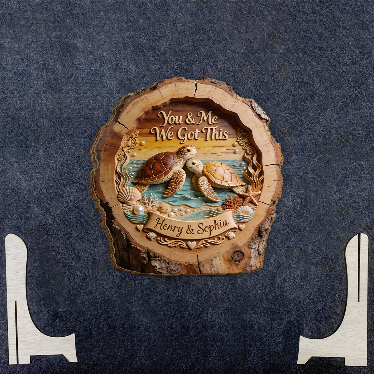You & Me We Got This - Personalized Turtle 2 Layered Wood Sign / Wood Plaque