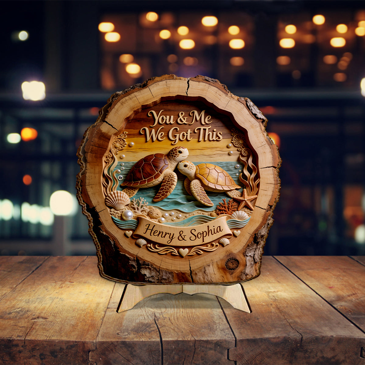 You & Me We Got This - Personalized Turtle 2 Layered Wood Sign / Wood Plaque