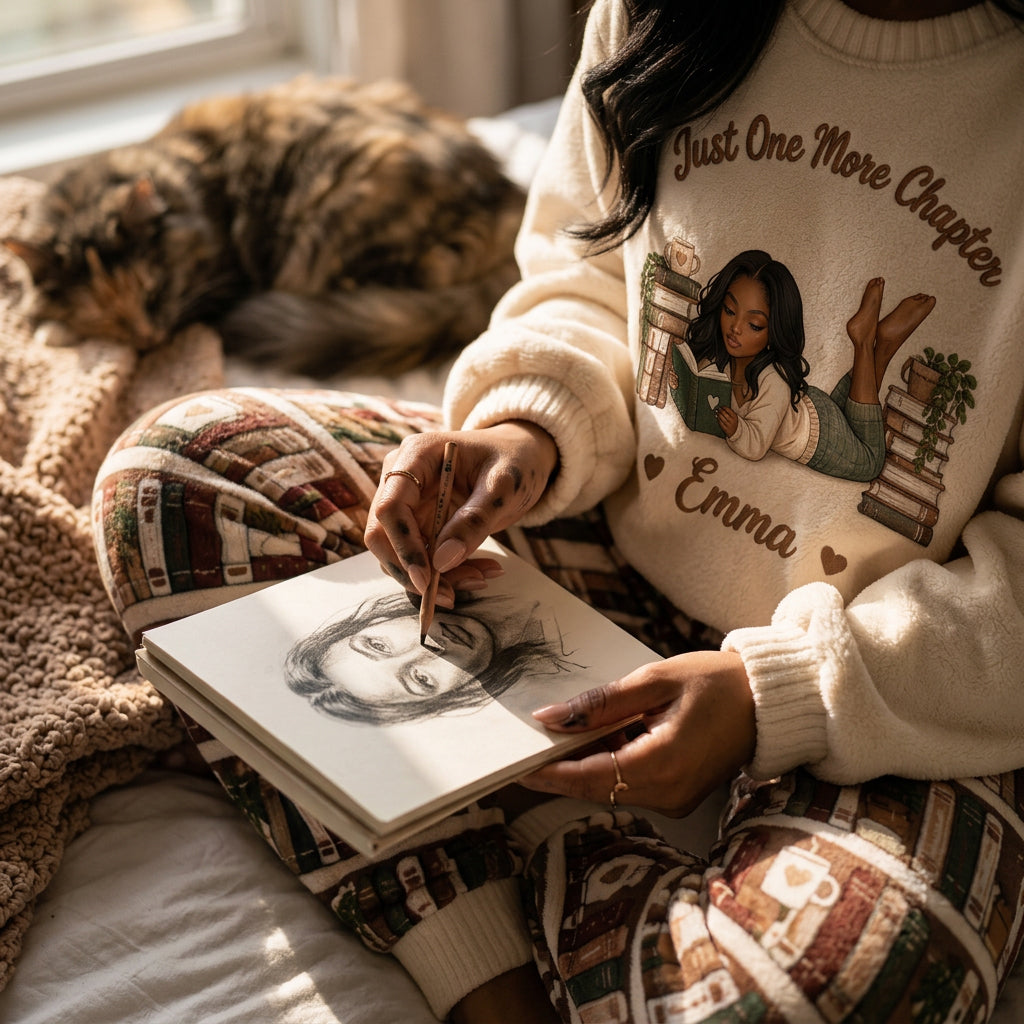 Just One More Chapter - Personalized Book Fleece Lounge Set