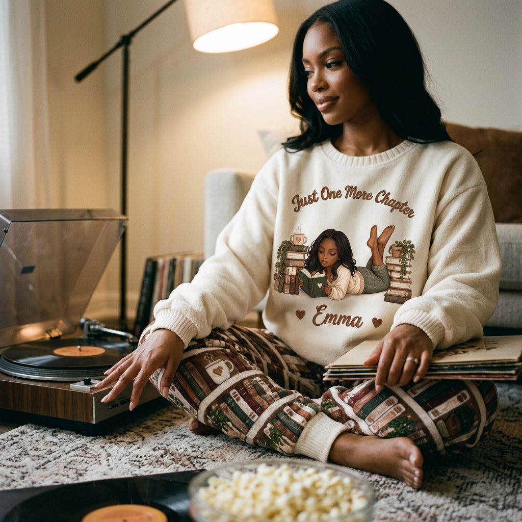 Just One More Chapter - Personalized Book Fleece Lounge Set