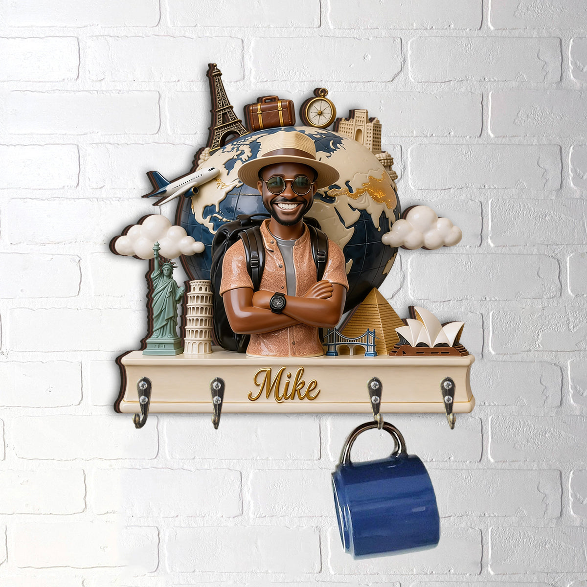 Travelling Lovers - Personalized Travelling Custom Shaped Hanging Rack