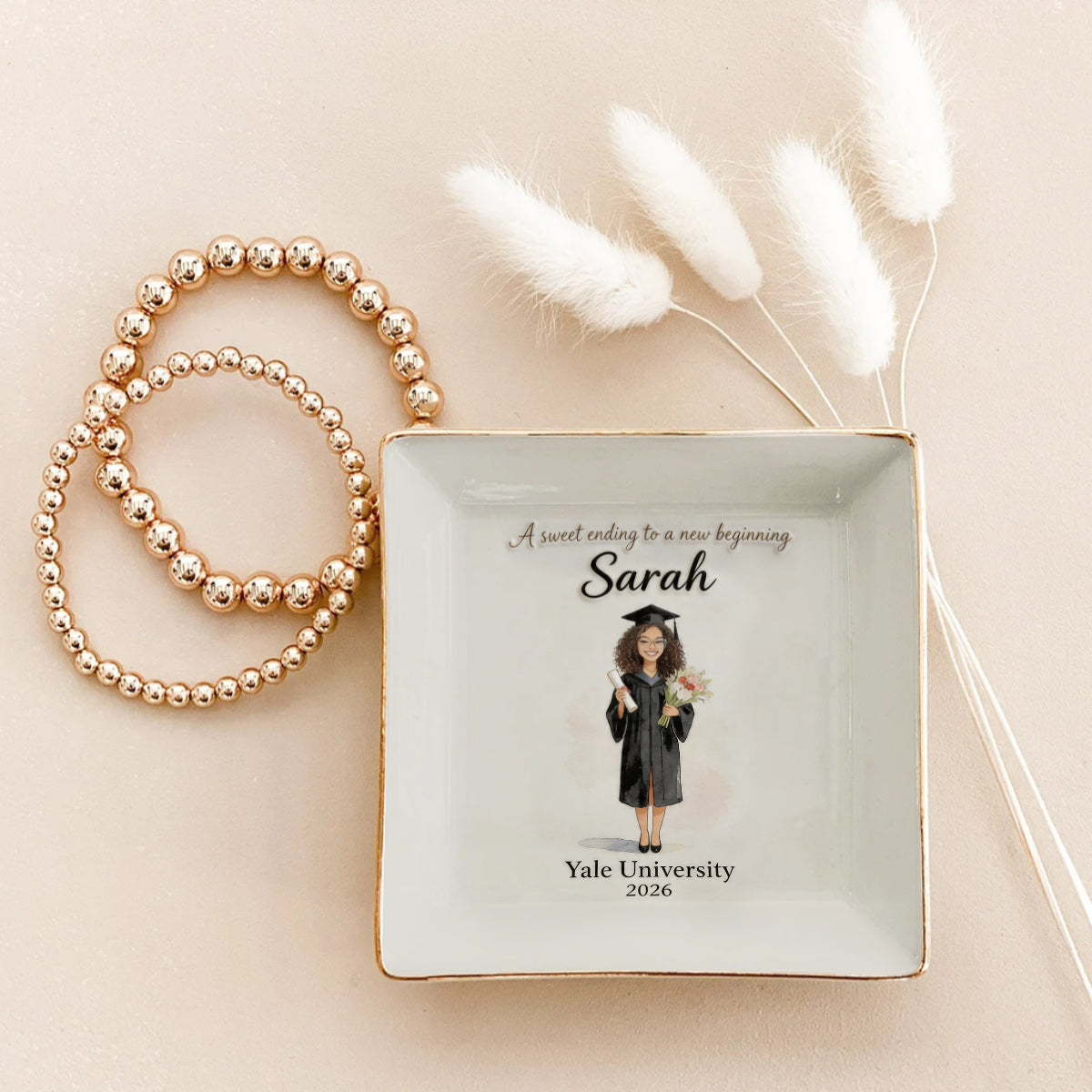 New Begining - Personalized Graduation Fully Printed Jewelry Dish