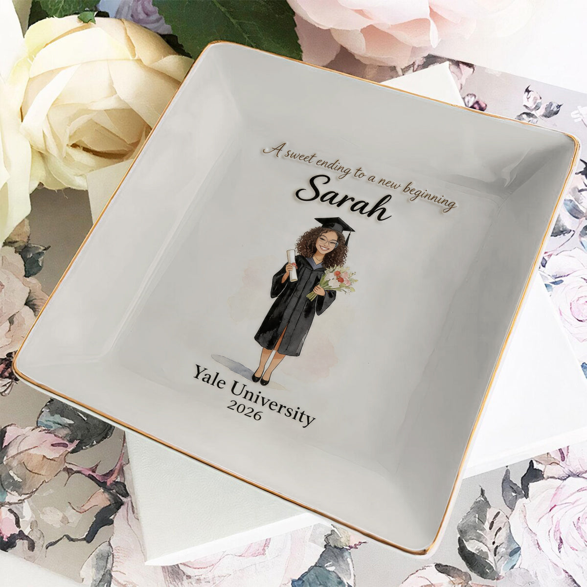 New Begining - Personalized Graduation Fully Printed Jewelry Dish