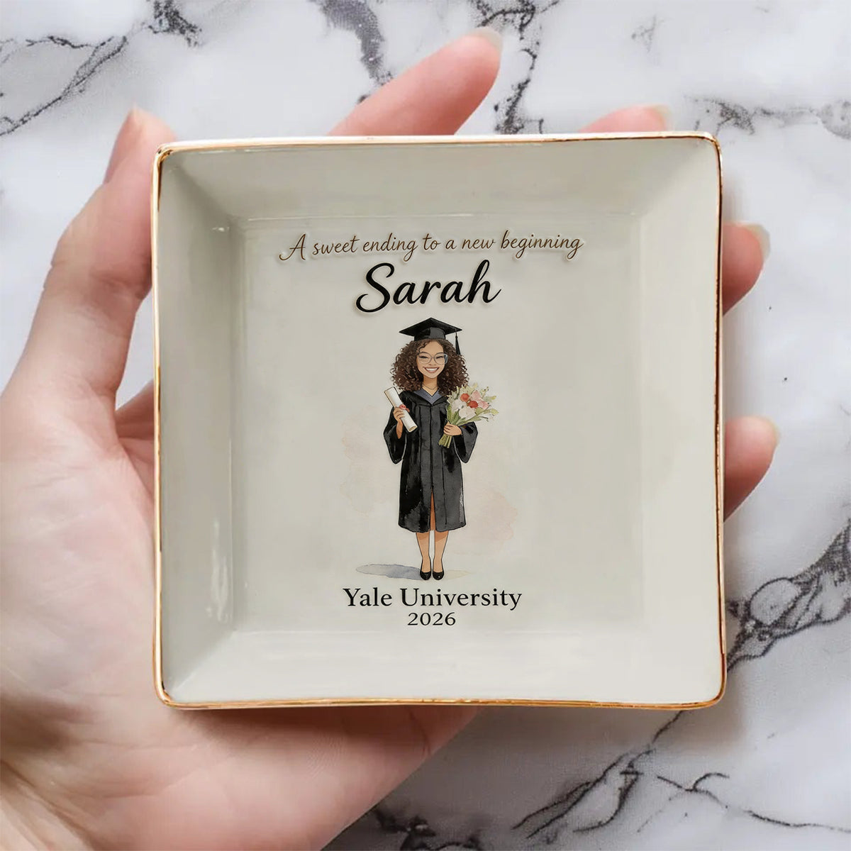 New Begining - Personalized Graduation Fully Printed Jewelry Dish