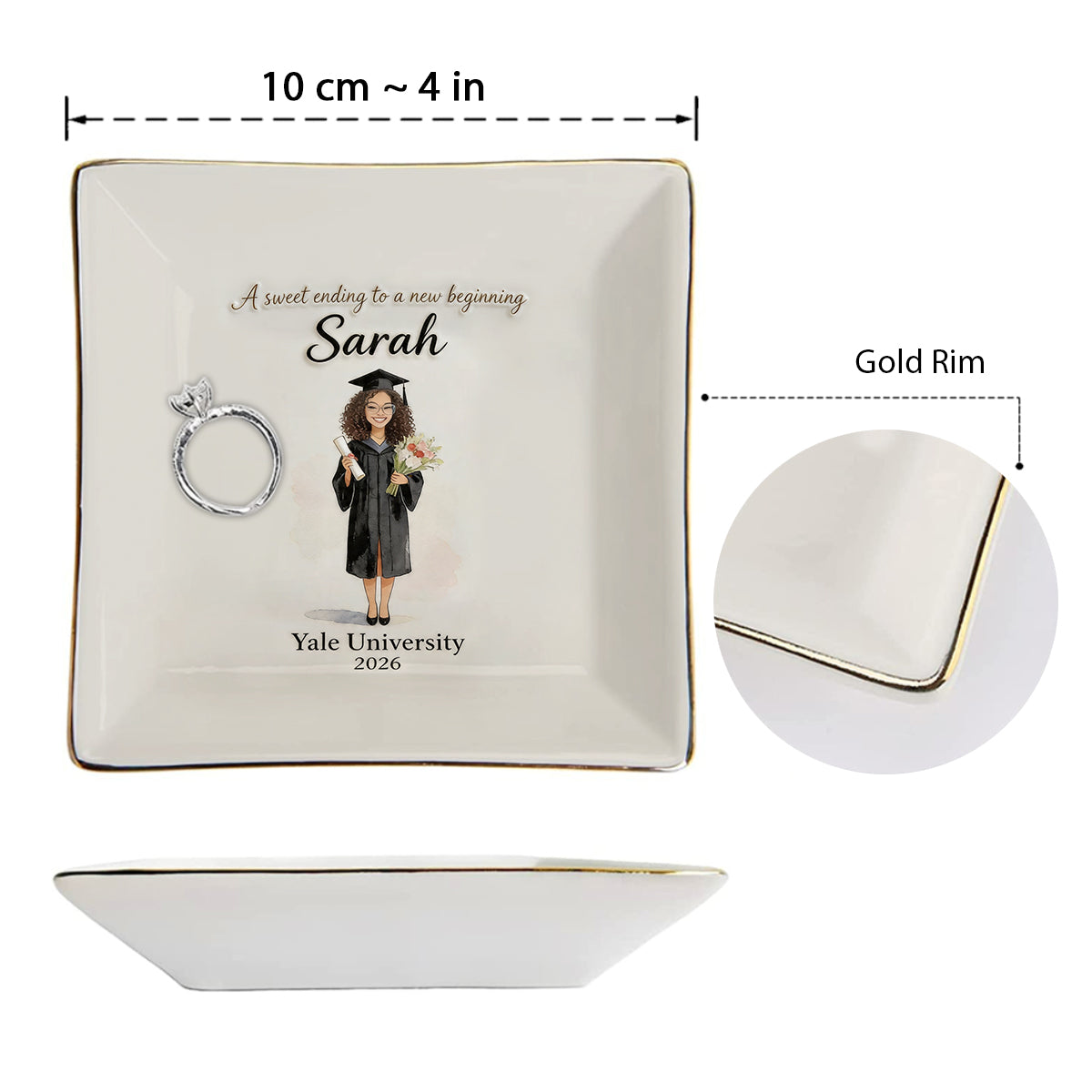 New Begining - Personalized Graduation Fully Printed Jewelry Dish