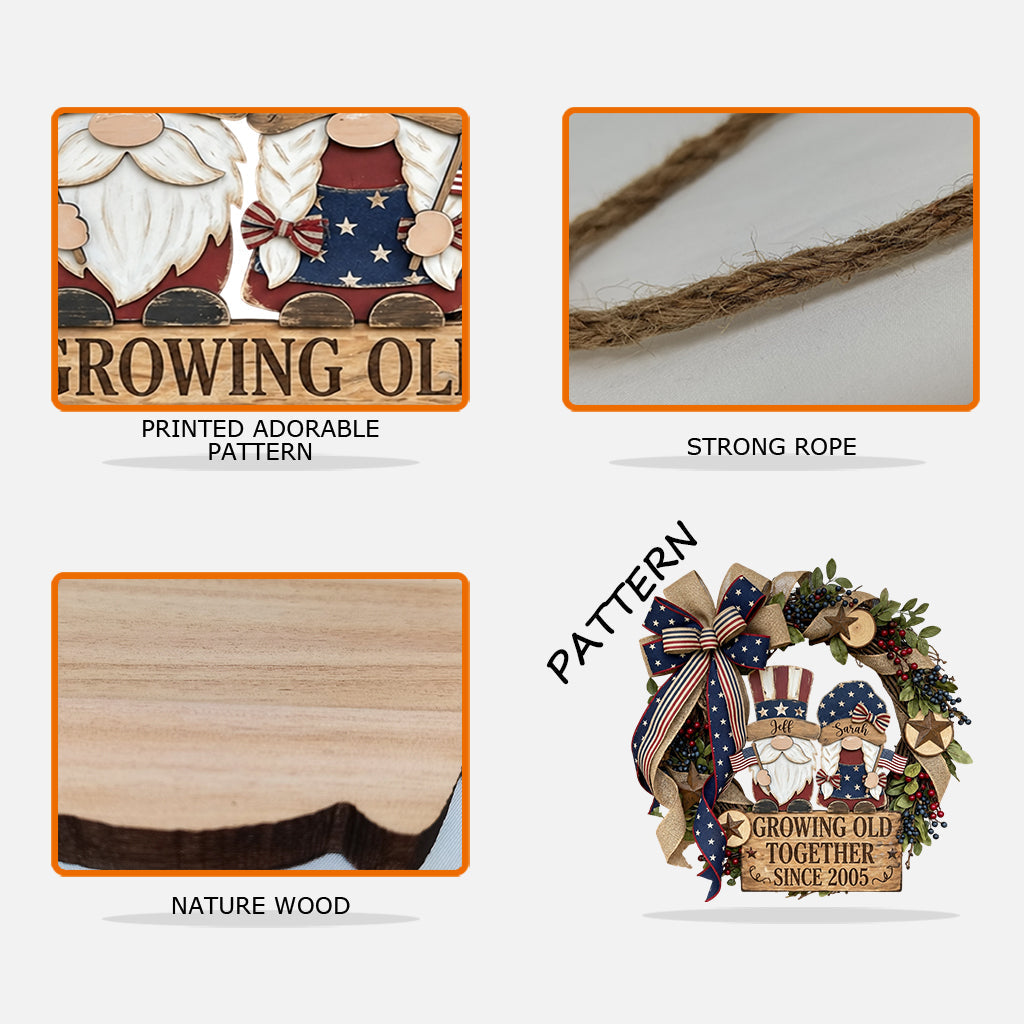 Patriotic Gnome Couple - Personalized Couple Custom Shaped Wood Sign