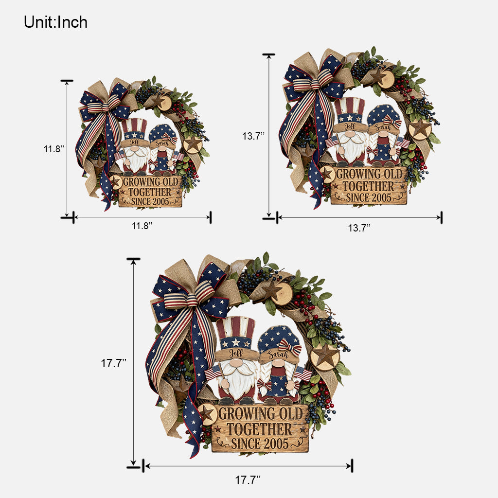 Patriotic Gnome Couple - Personalized Couple Custom Shaped Wood Sign