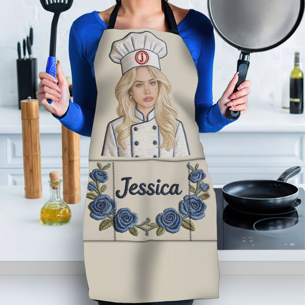 Master Cook - Personalized Cooking Apron, Oven Mitts & Pot Holder