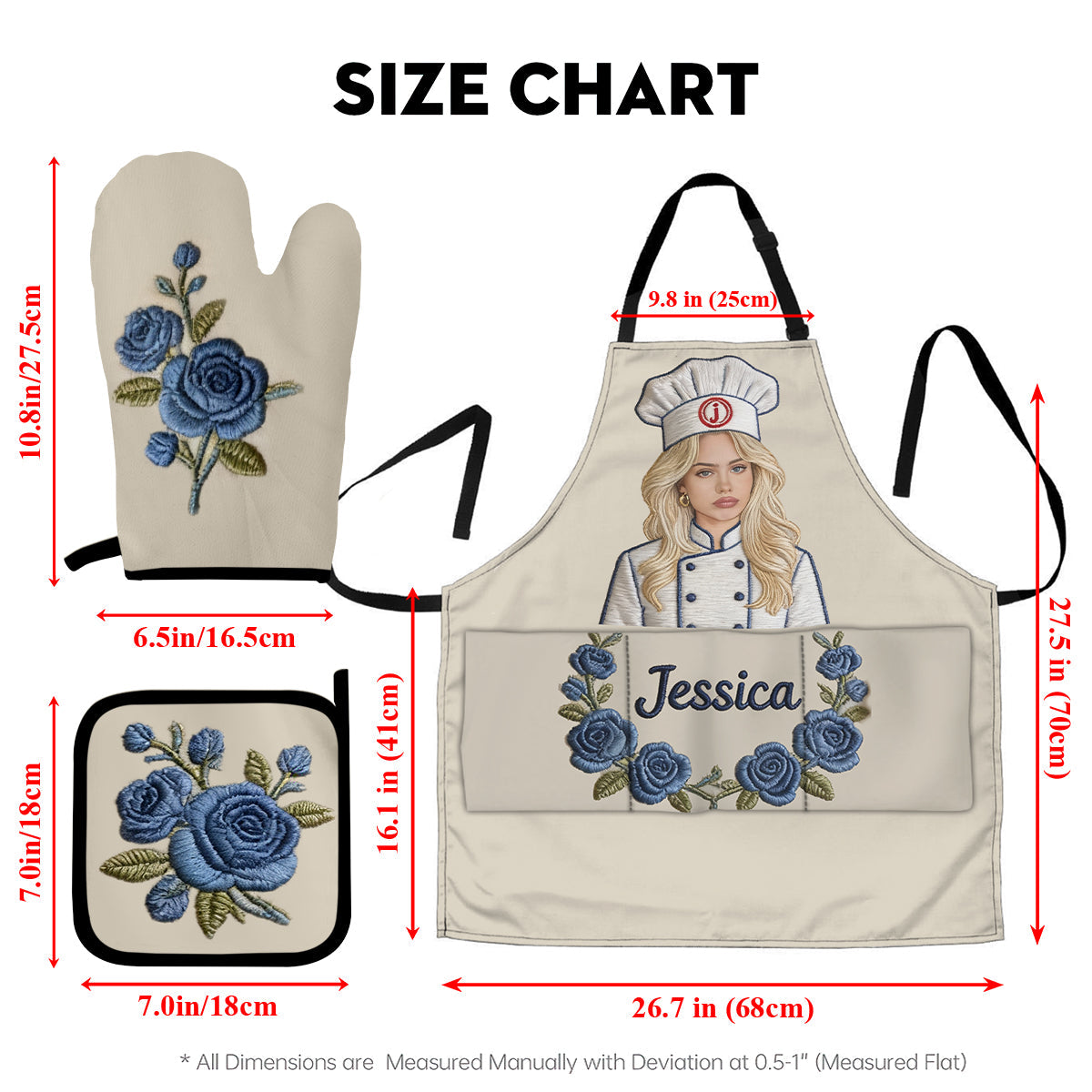 Master Cook - Personalized Cooking Apron, Oven Mitts & Pot Holder