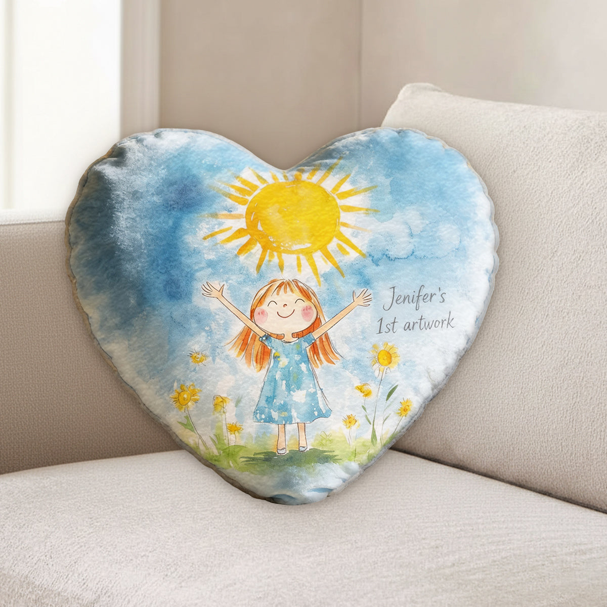 Your Child's Artwork - Personalized Kid Premium Faux Fur Pillow