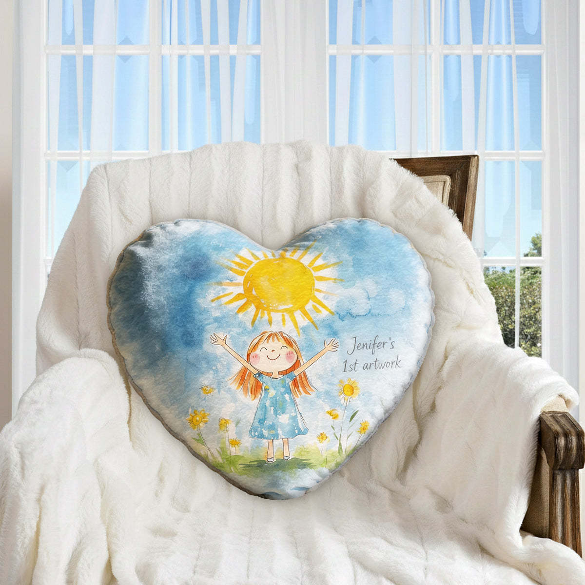 Your Child's Artwork - Personalized Kid Premium Faux Fur Pillow