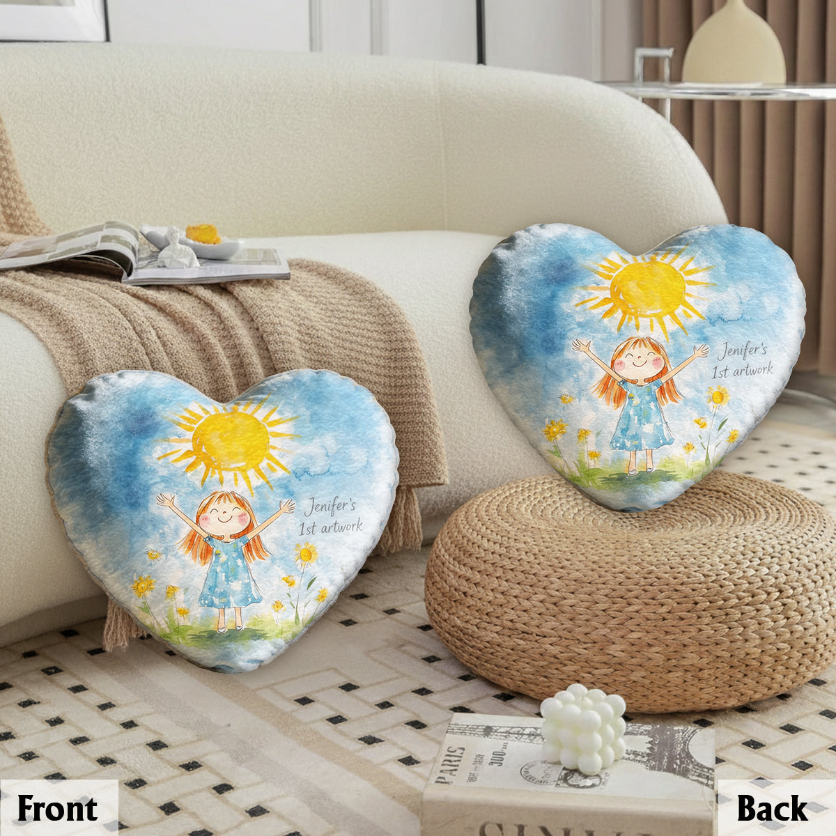 Your Child's Artwork - Personalized Kid Premium Faux Fur Pillow