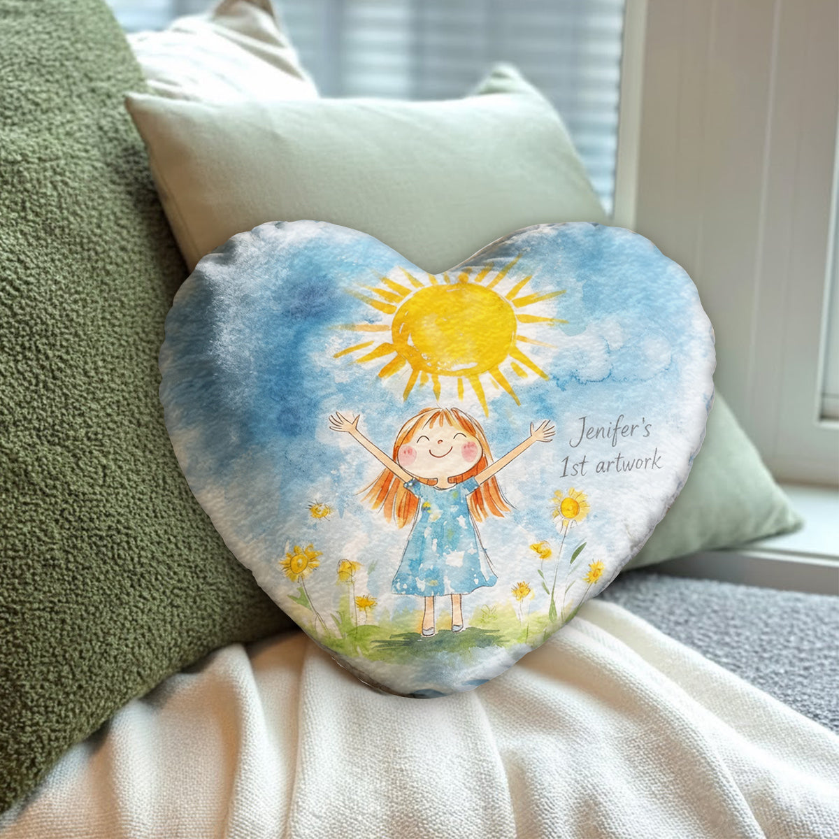 Your Child's Artwork - Personalized Kid Premium Faux Fur Pillow