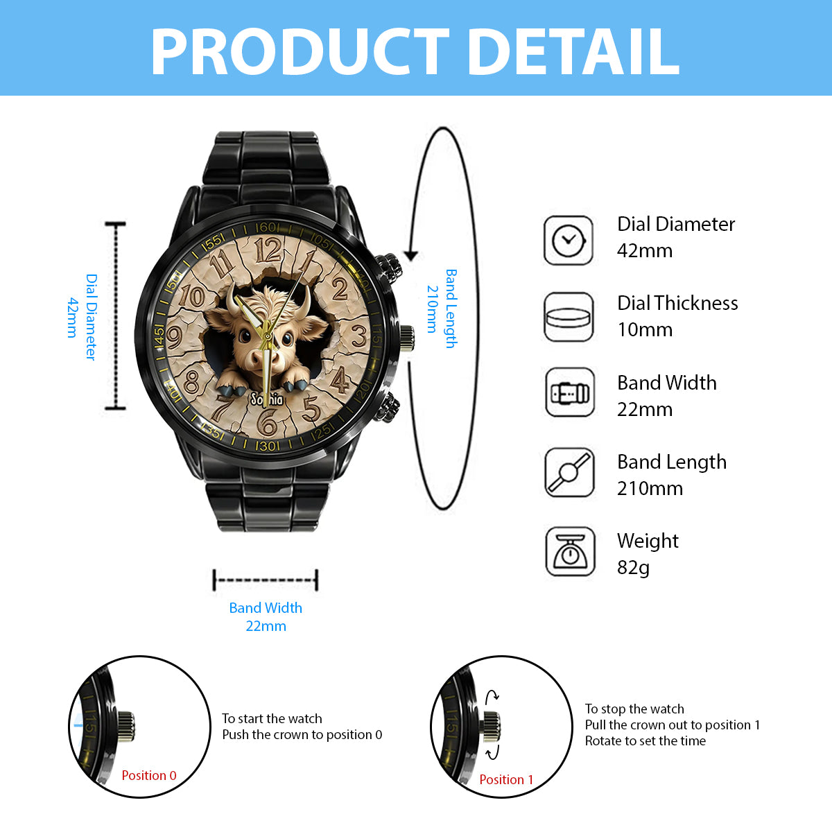 Love Highland Cow - Personalized Highland Cow Hand Watch