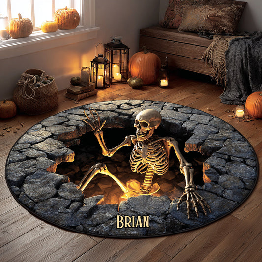 Spooky Halloween - Personalized Skull Round Rug