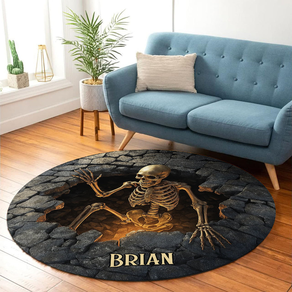 Spooky Halloween - Personalized Skull Round Rug