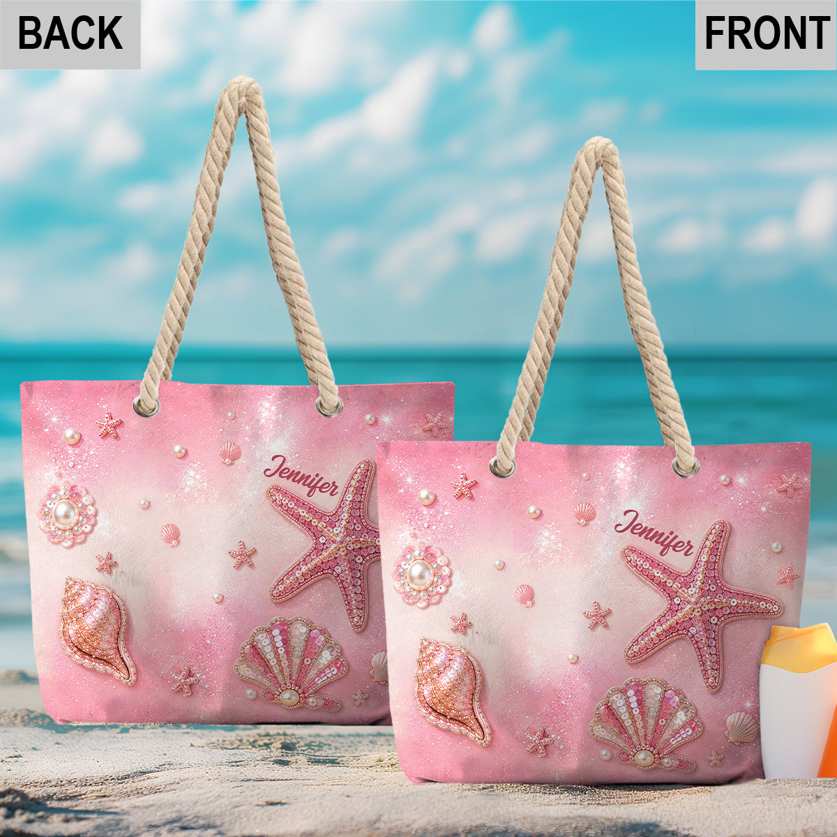 Summer Vibes - Personalized Sea Lover Beach Bag With Charms