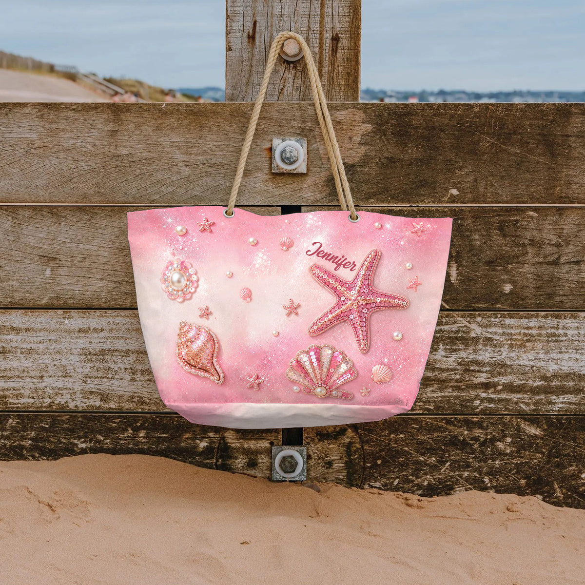 Summer Vibes - Personalized Sea Lover Beach Bag With Charms