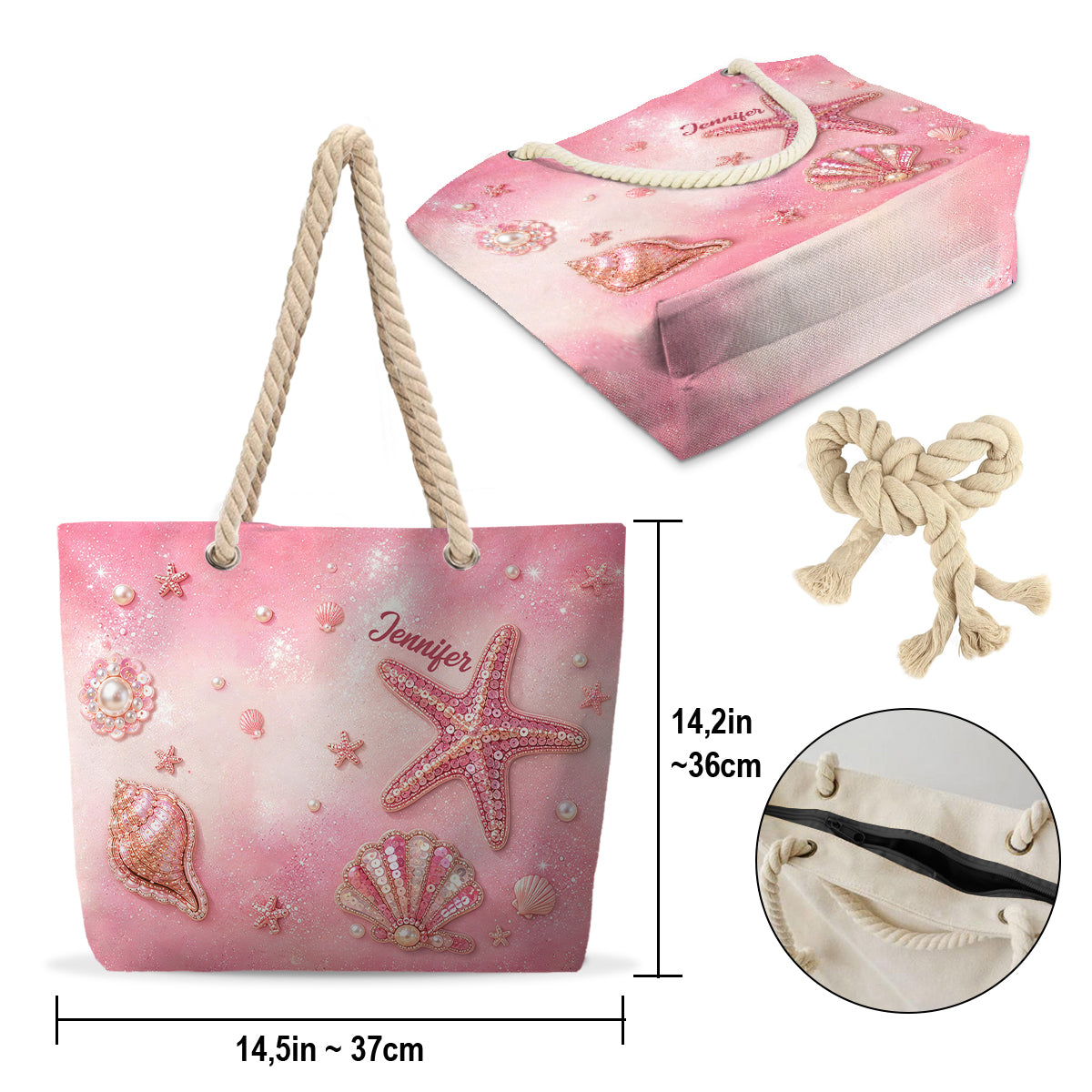 Summer Vibes - Personalized Sea Lover Beach Bag With Charms