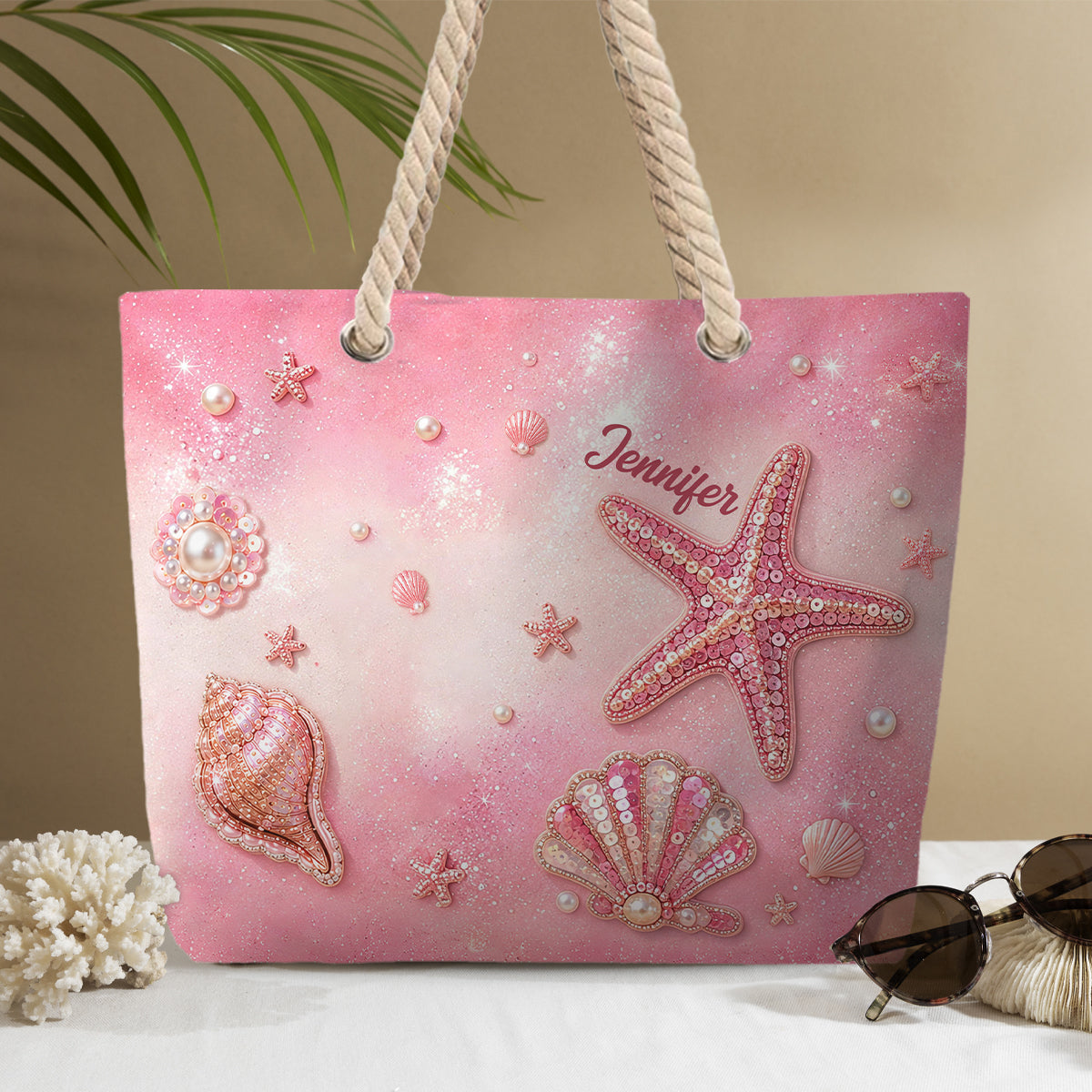 Summer Vibes - Personalized Sea Lover Beach Bag With Charms