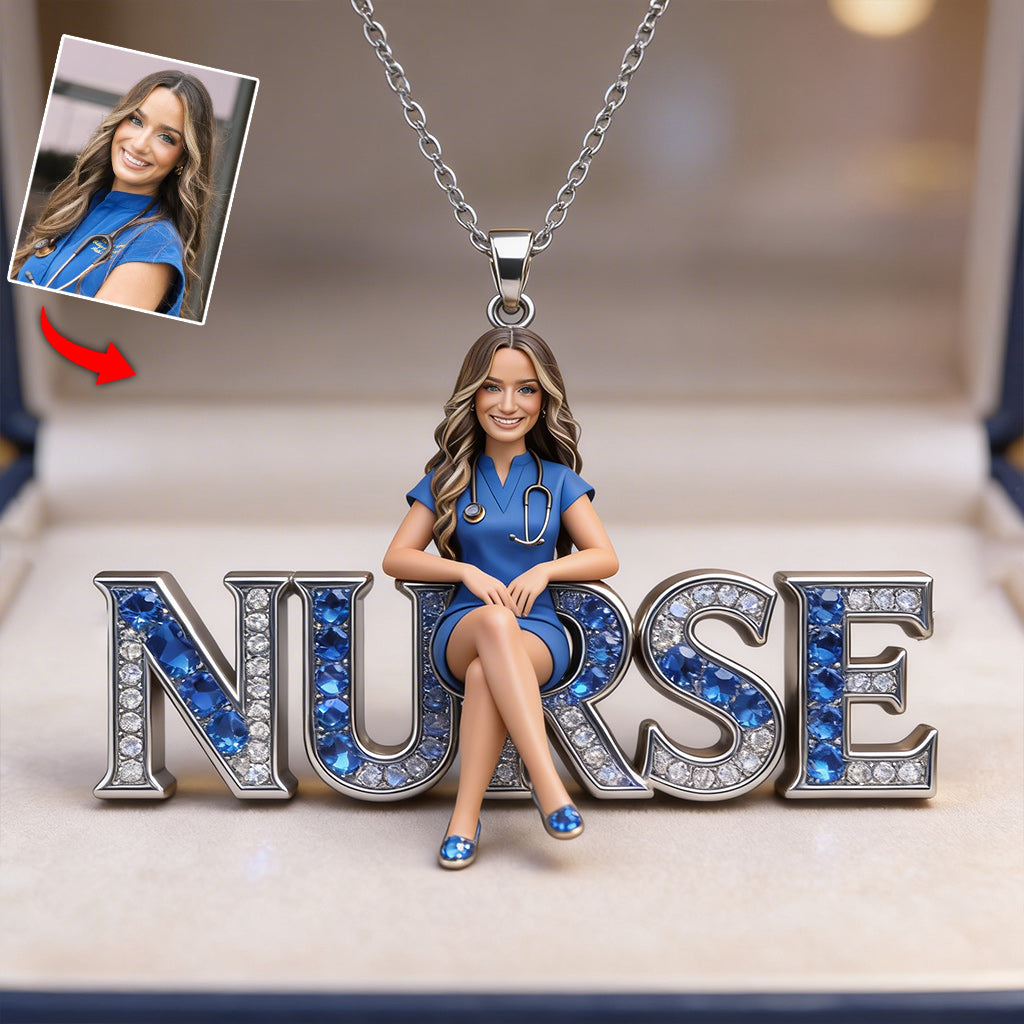 Proud Nurse - Personalized Nurse Shaped Metal Pendant Necklace