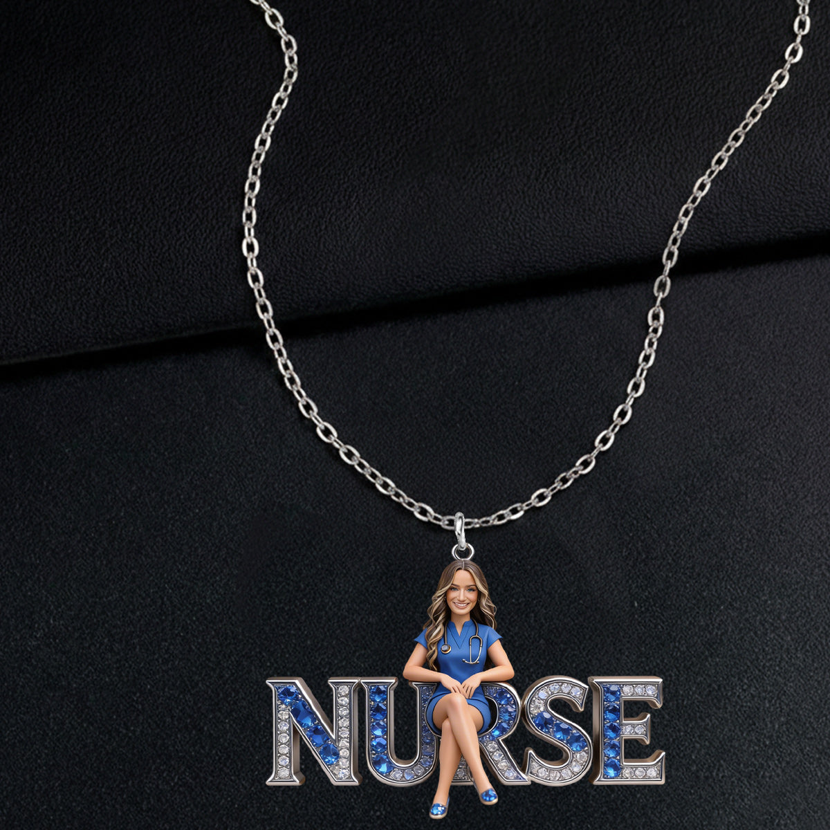 Proud Nurse - Personalized Nurse Shaped Metal Pendant Necklace