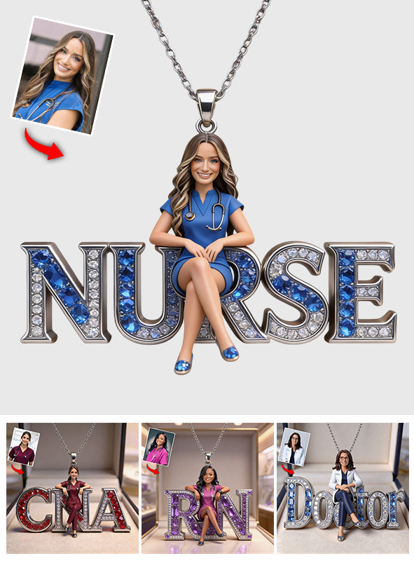 Proud Nurse - Personalized Nurse Shaped Metal Pendant Necklace