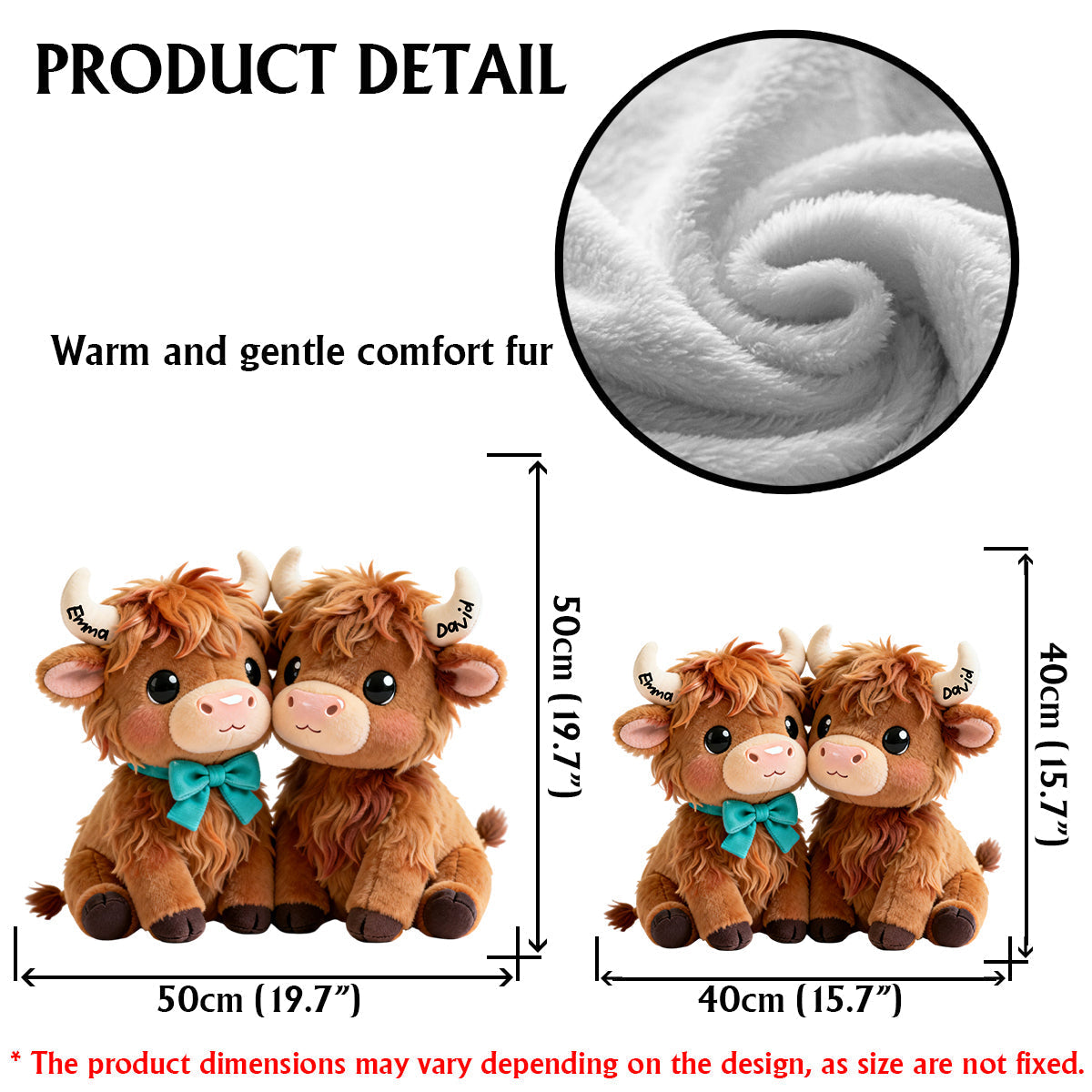 You & Me We - Personalized Highland Cow Faux Fur Shaped Pillow