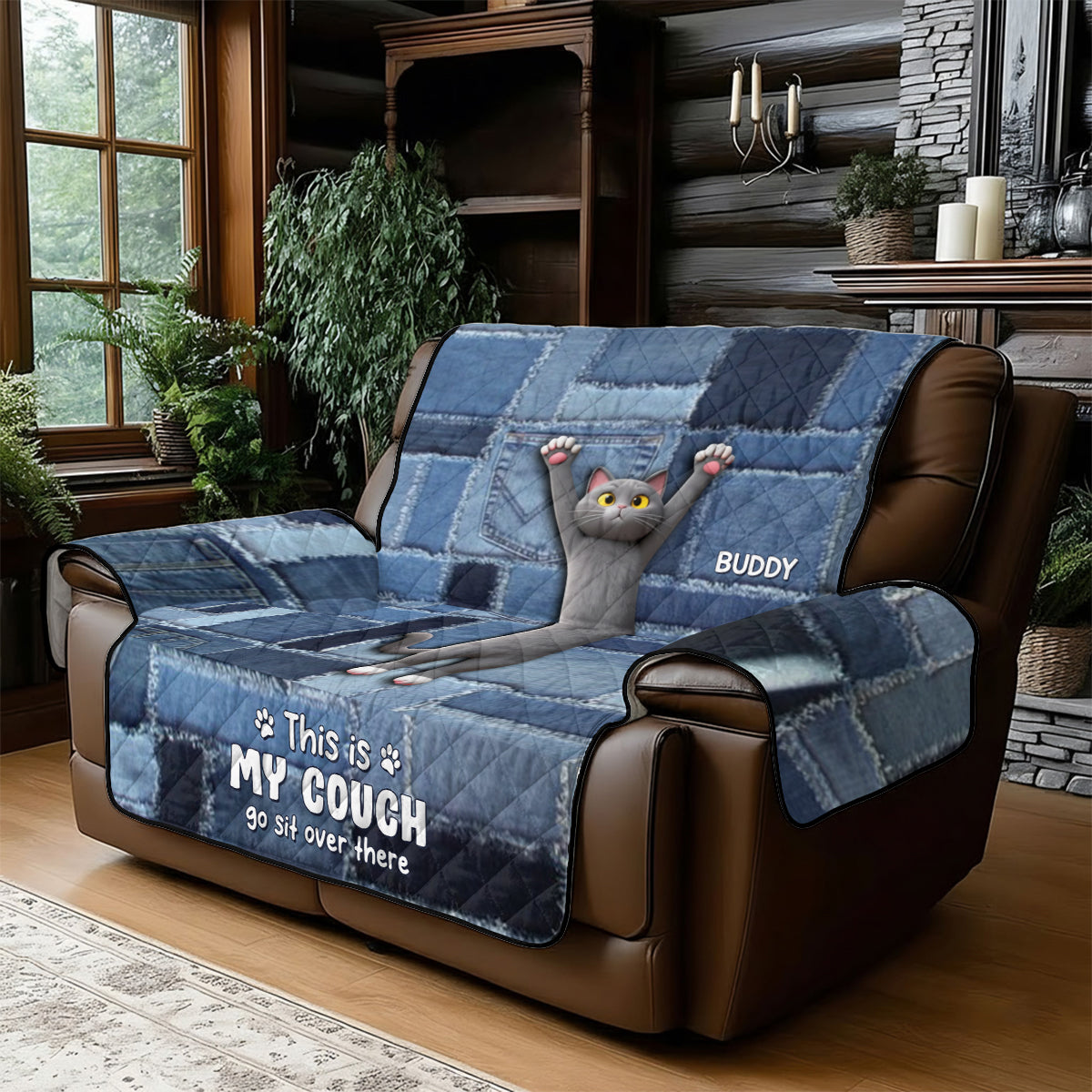 Playful Cat - Personalized Cat Quilted Sofa/Couch Cover
