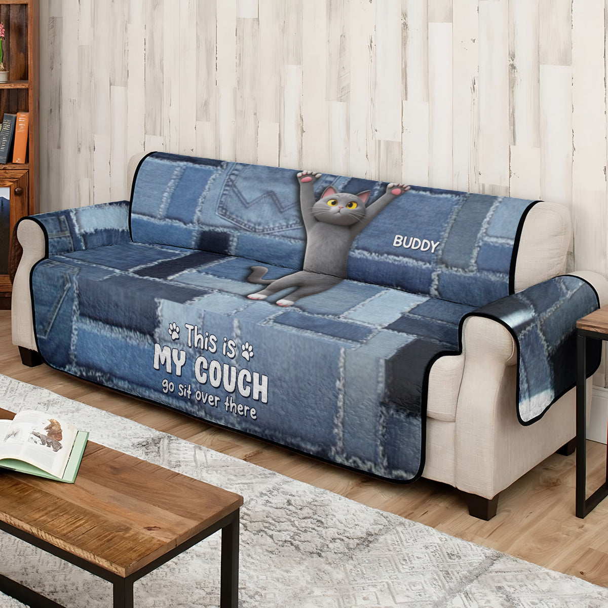 Playful Cat - Personalized Cat Quilted Sofa/Couch Cover