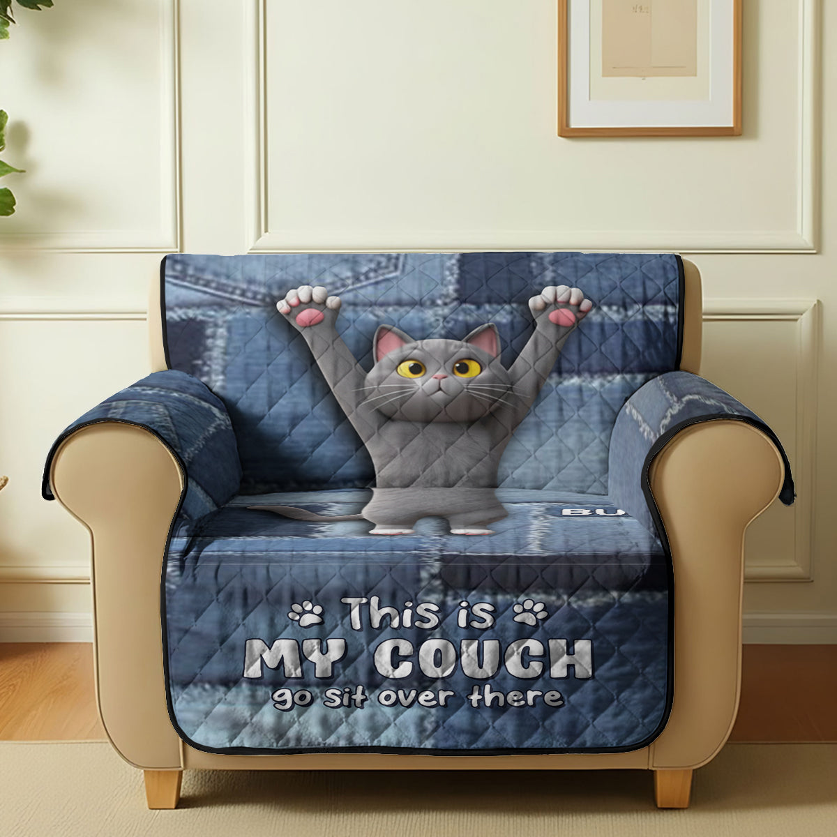 Playful Cat - Personalized Cat Quilted Sofa/Couch Cover