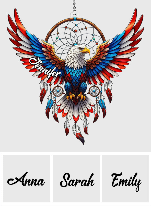 Patriotic Eagle - Personalized Bald Eagle Window Hanging Suncatcher Ornament