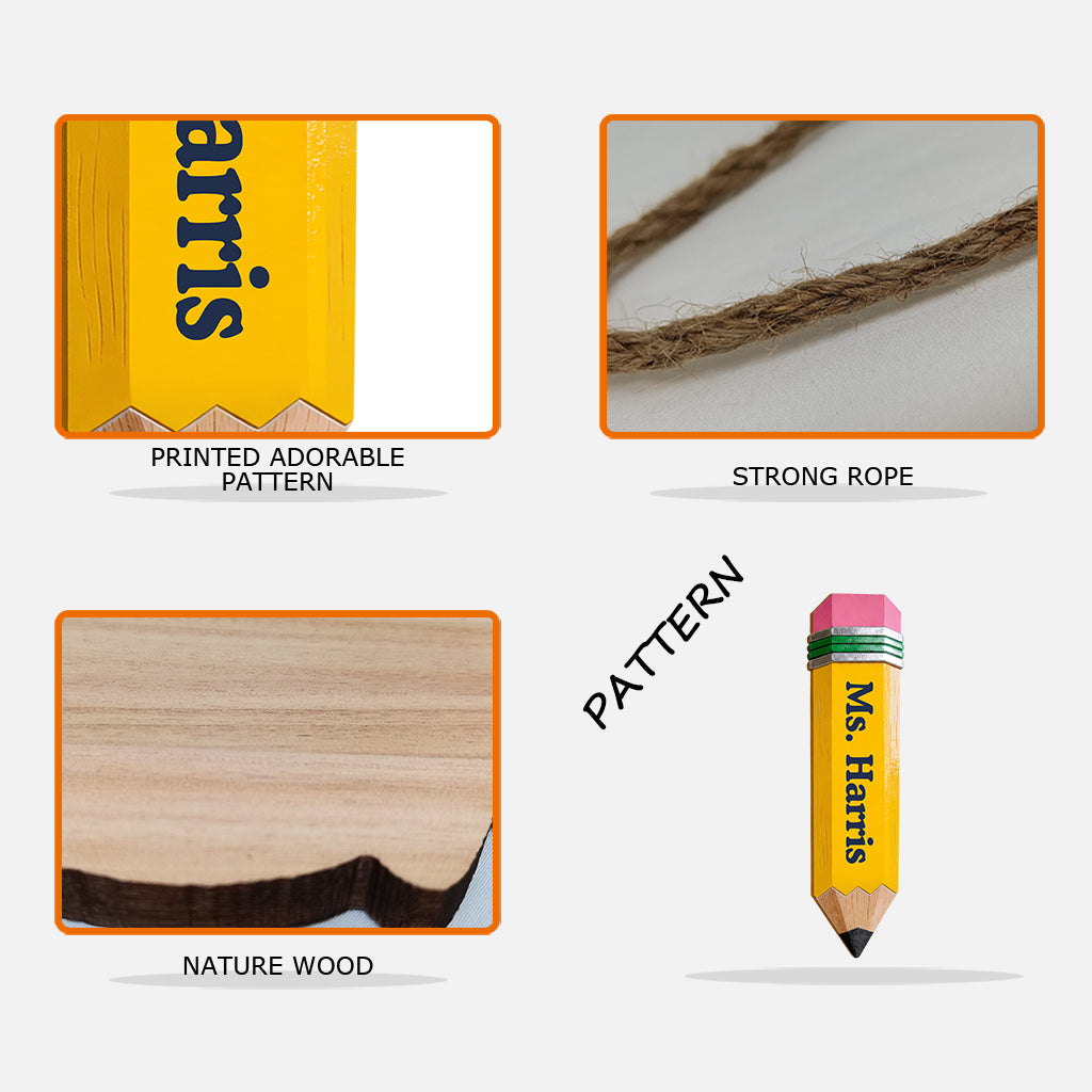 Pencil-Shaped Teacher Gift - Personalized Teacher Custom Shaped Wood Sign