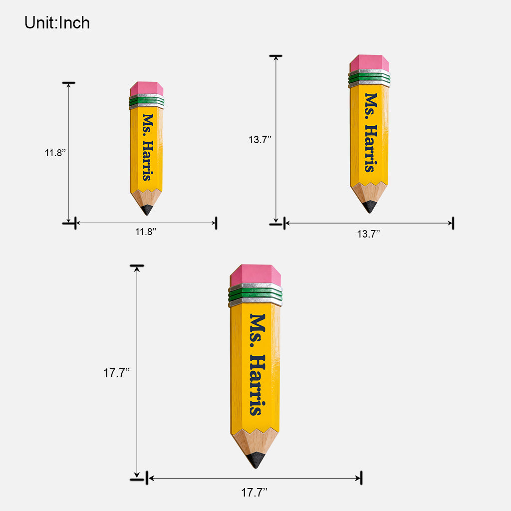 Pencil-Shaped Teacher Gift - Personalized Teacher Custom Shaped Wood Sign