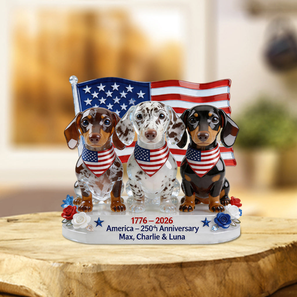 USA 250th Anniversary - Personalized Dog Custom Shaped Acrylic Plaque