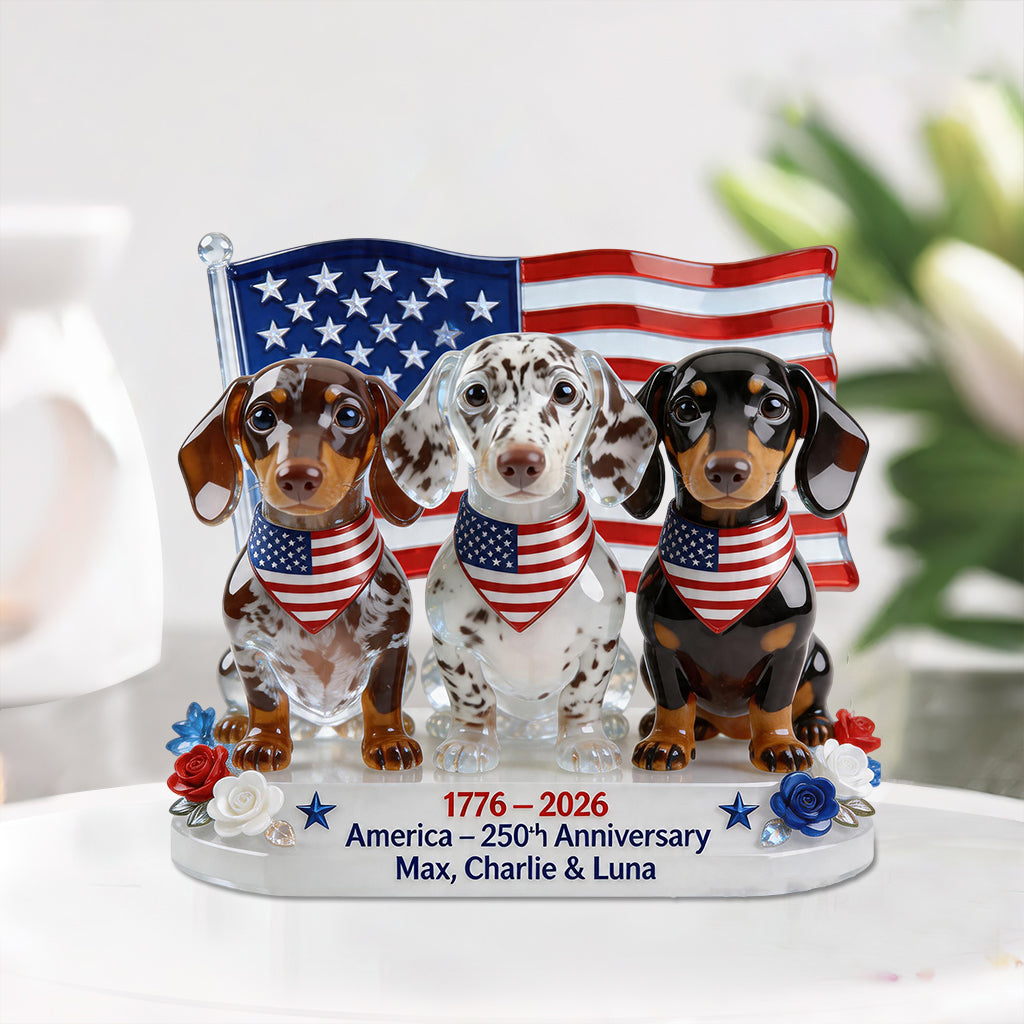 USA 250th Anniversary - Personalized Dog Custom Shaped Acrylic Plaque