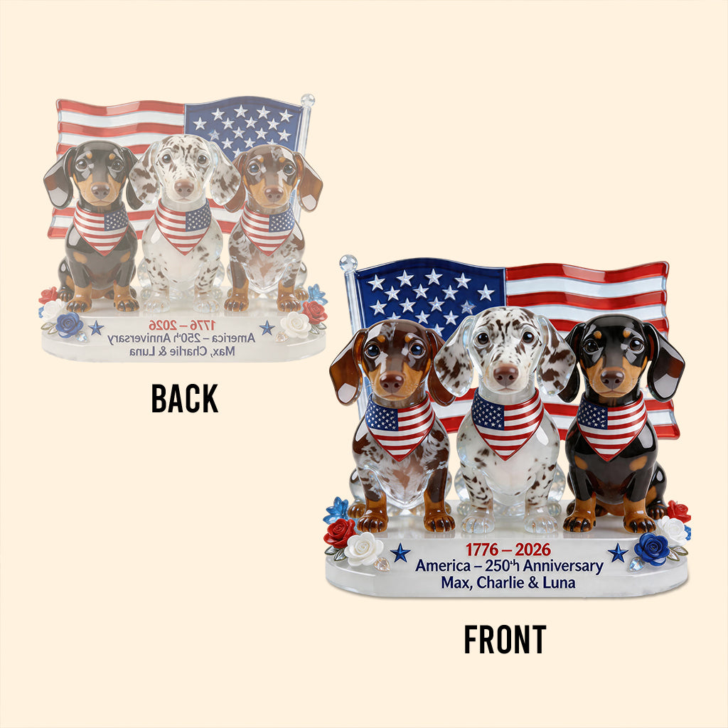 USA 250th Anniversary - Personalized Dog Custom Shaped Acrylic Plaque