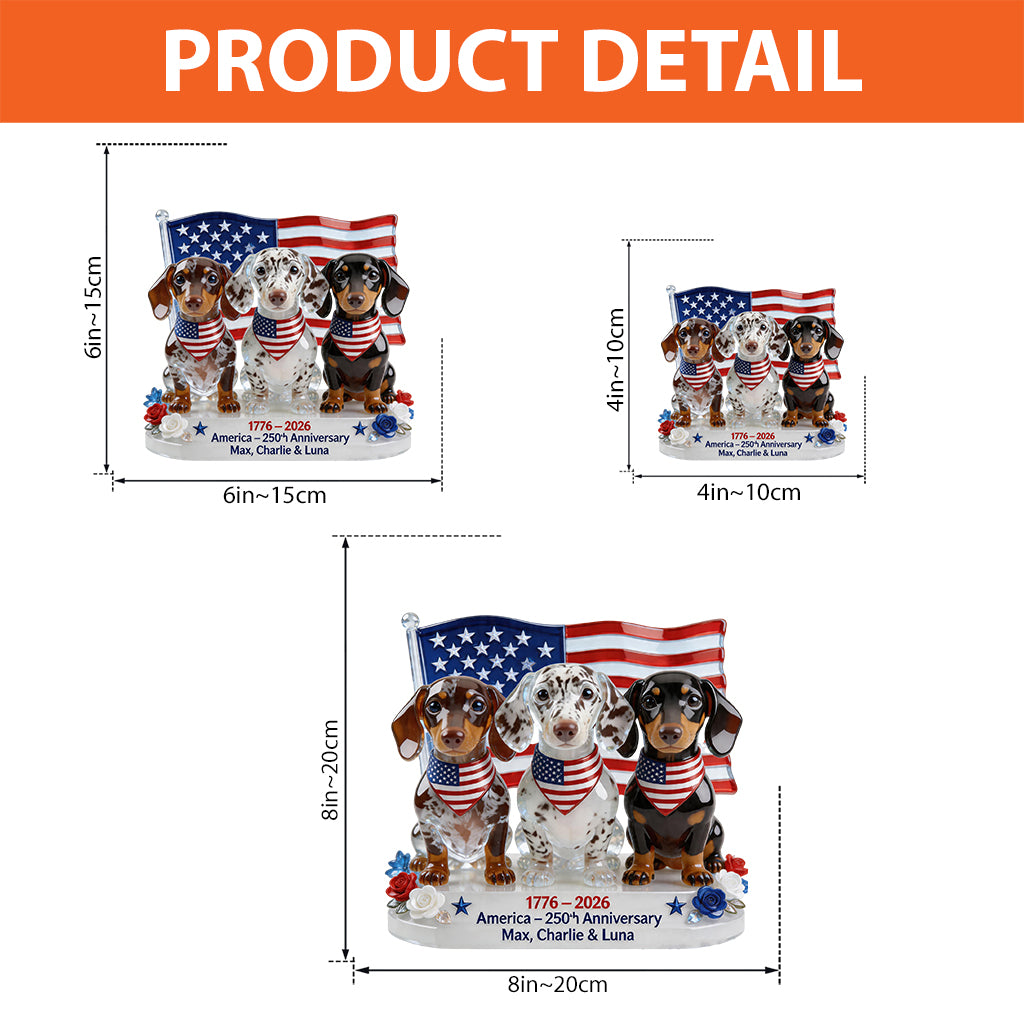 USA 250th Anniversary - Personalized Dog Custom Shaped Acrylic Plaque