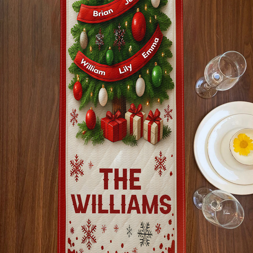Merry Christmas - Personalized Family Table Runner