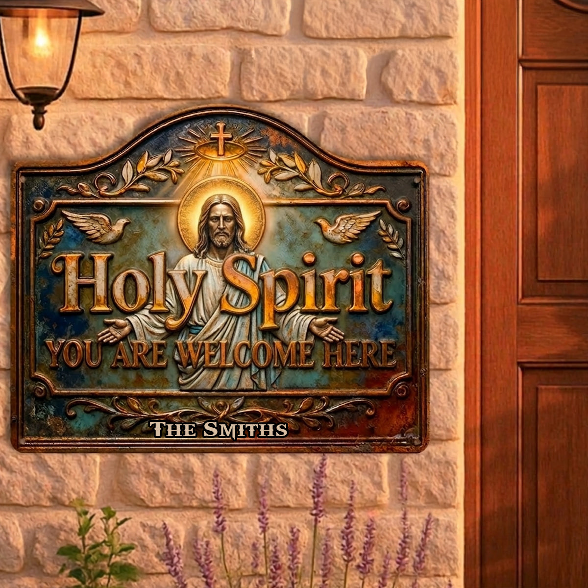 You Are Welcome Here - Personalized Christian Cut Metal Sign