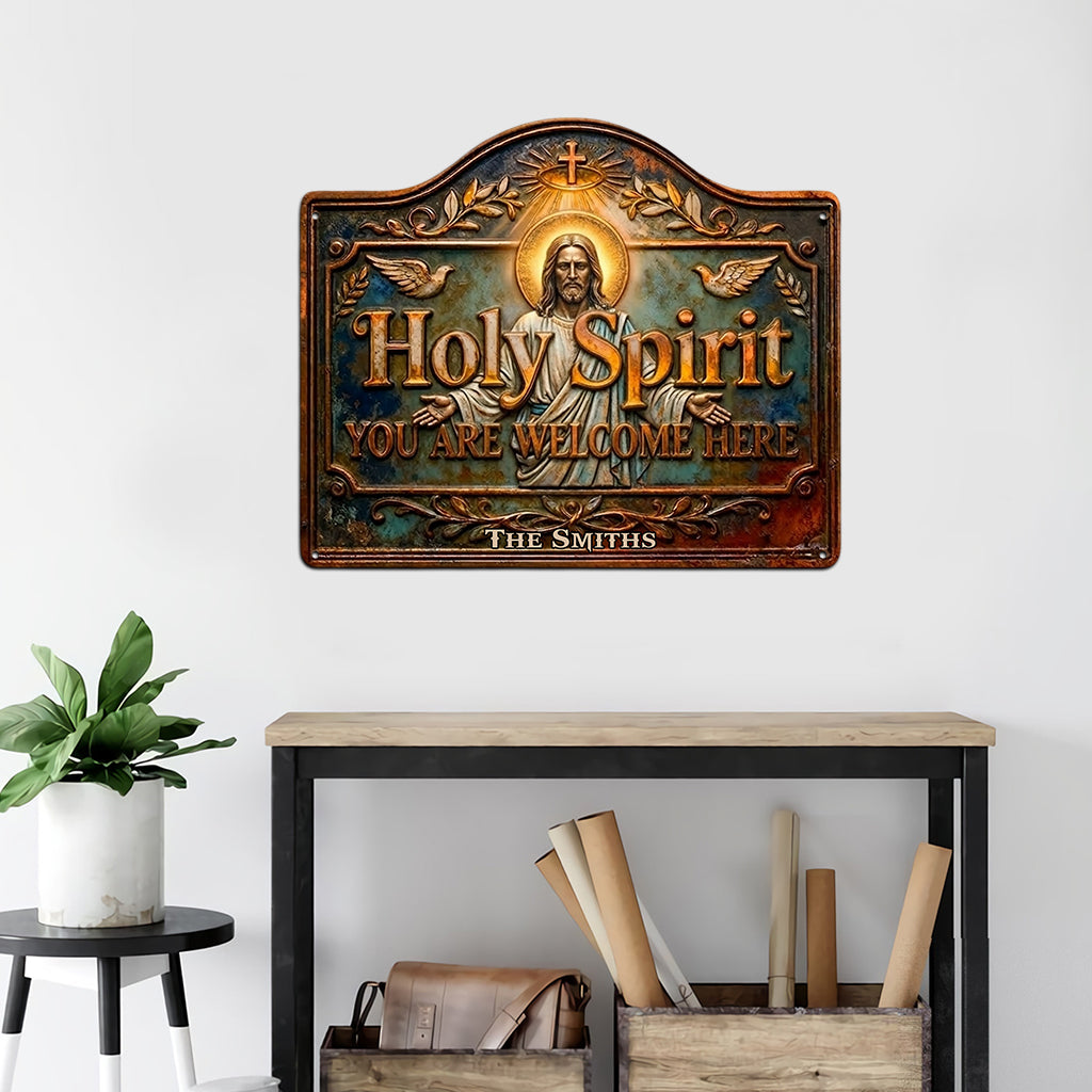 You Are Welcome Here - Personalized Christian Cut Metal Sign