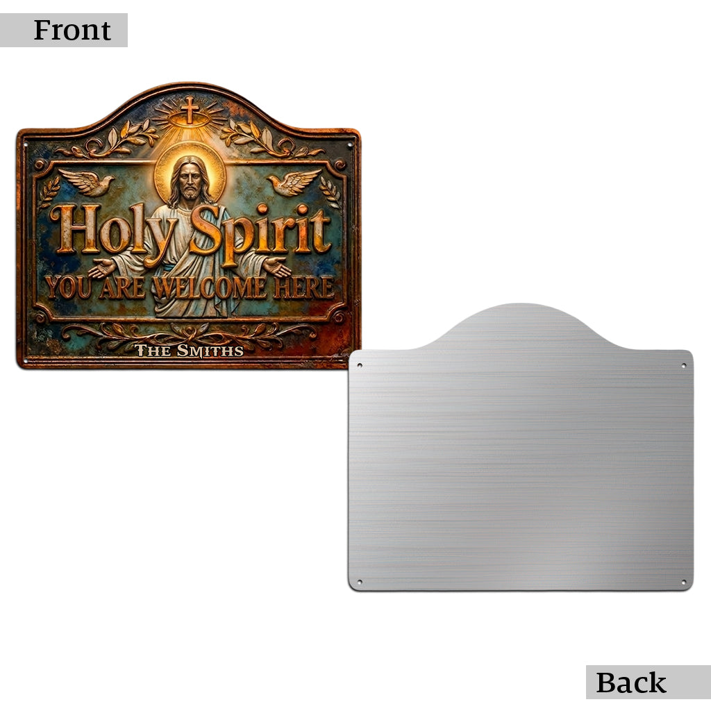 You Are Welcome Here - Personalized Christian Cut Metal Sign