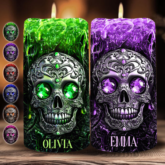 Spooky Season - Personalized Skull Flameless Candle