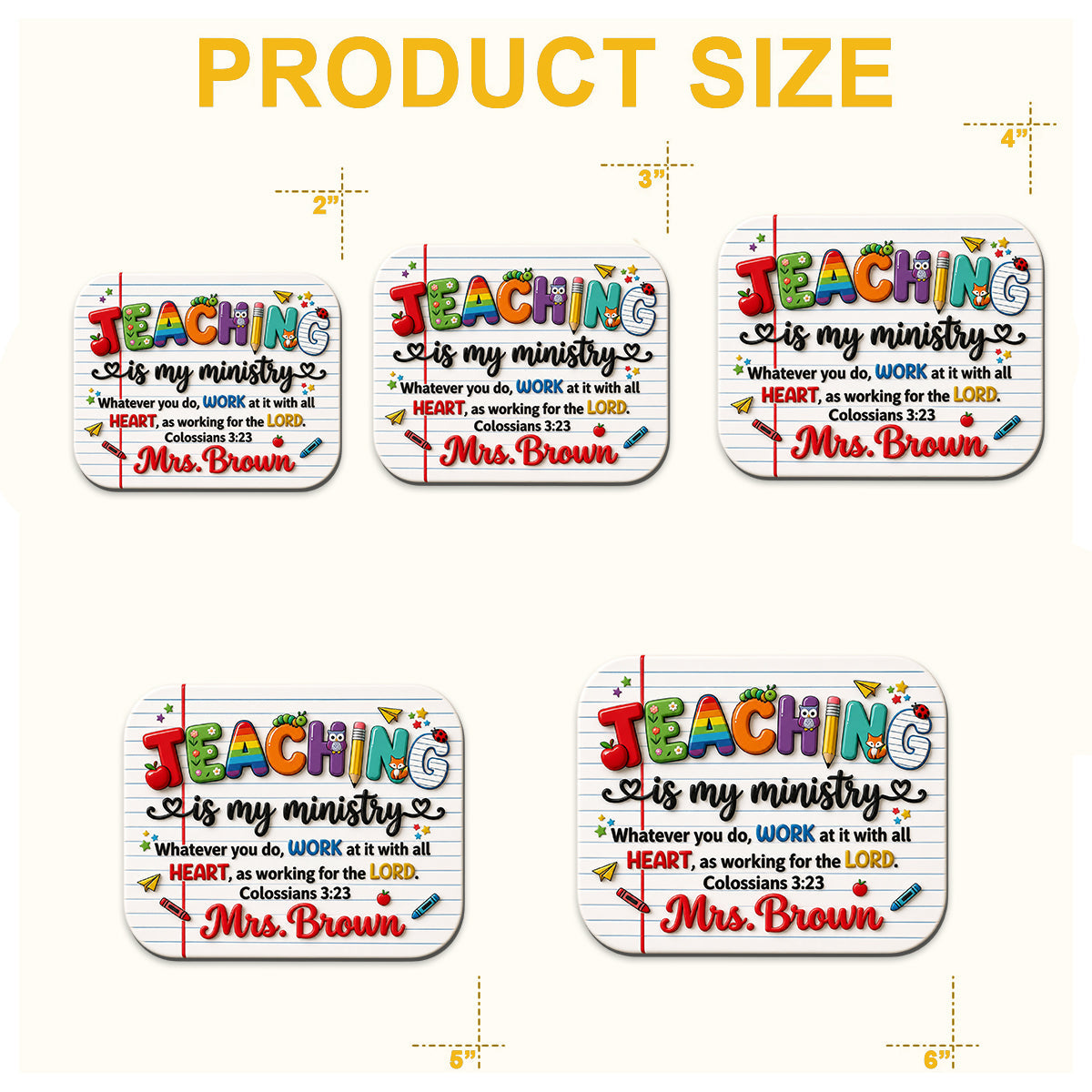 Teaching Is My Ministry - Personalized Teacher Magnet