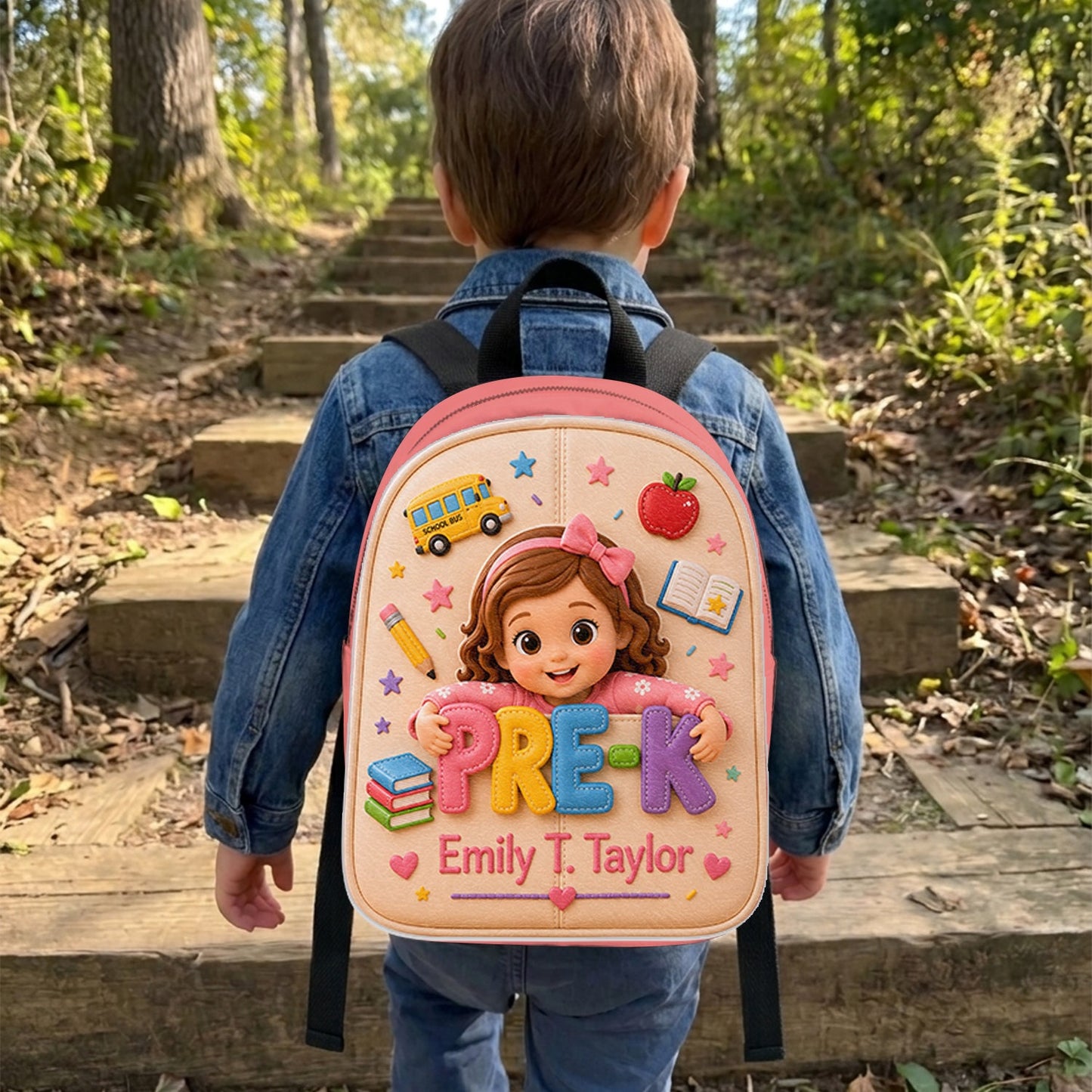 Perfect Back To School Gift For Kids - Personalized Kid Changeable Leather Patch Backpack