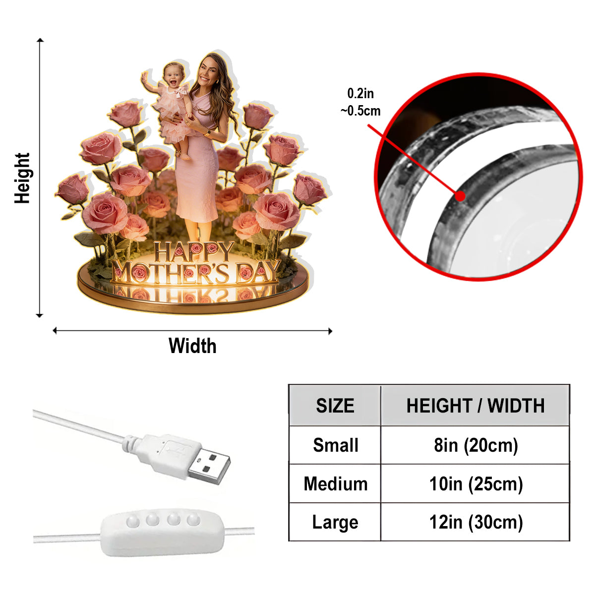 Mother Grandmother's Garden - Personalized Mother Acrylic LED Night Light